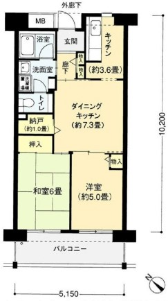 フロール山田町第1 間取り図