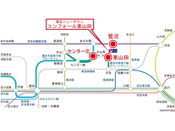 港北ニュータウン　コンフォール東山田 地図