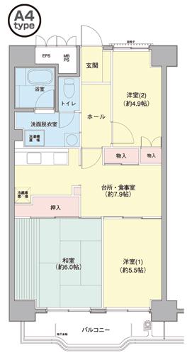 横浜若葉台第2 3-2号棟 間取り図