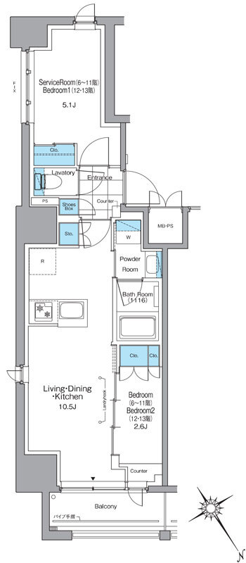 ルフォンプログレ横浜関内 間取り図